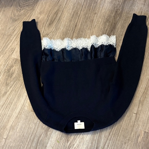 NWOT Cinq a Sept NAVY ZYLA MIXED MEDIA PO SWEATER Size S - Picture 7 of 12